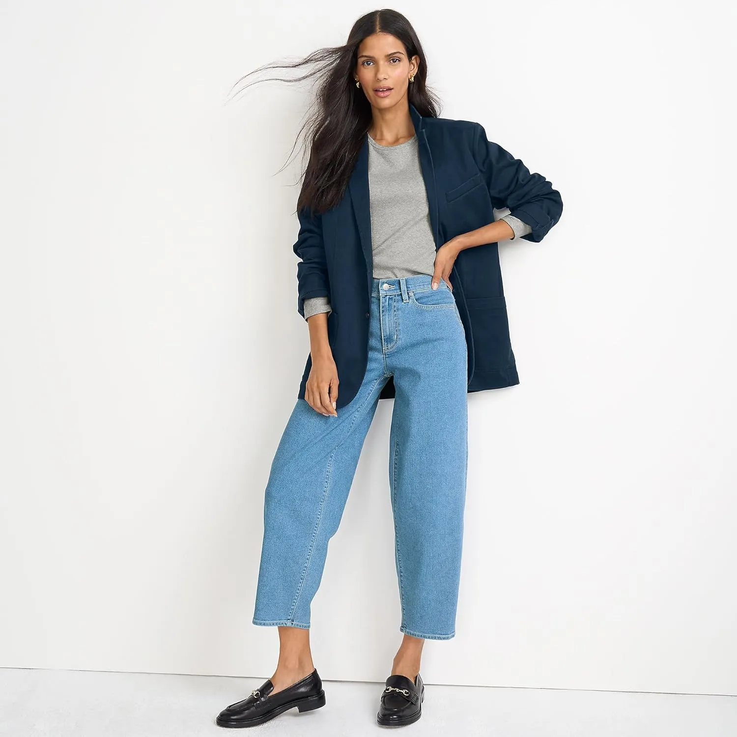 Lands' End Women's Recover High Rise Barrel Leg Ankle Jeans
