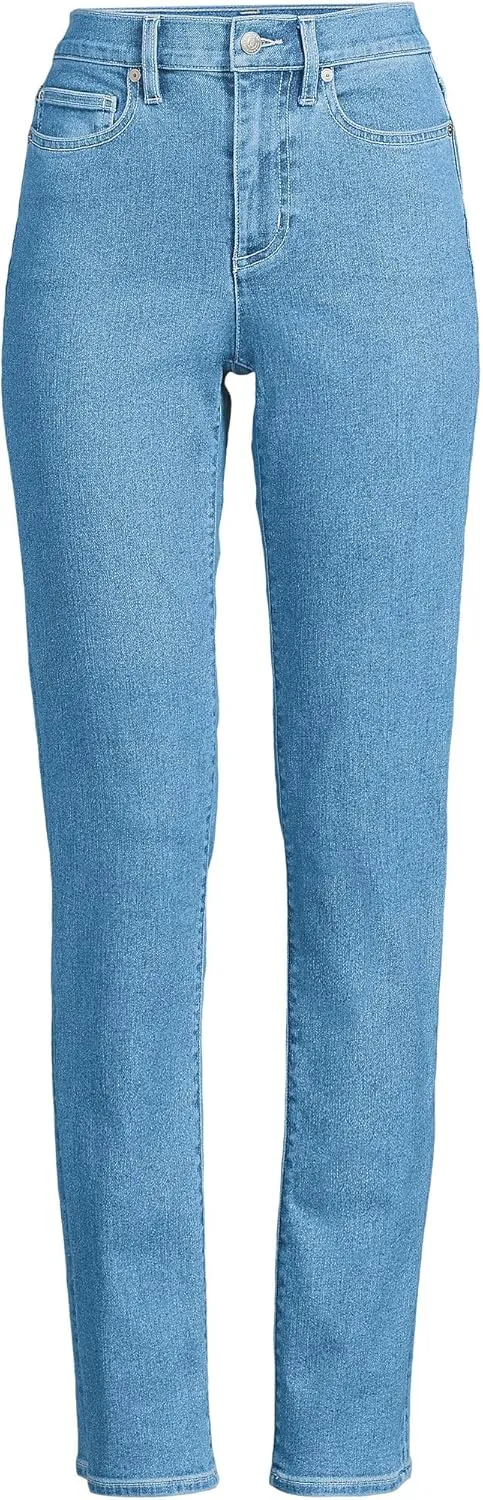 Lands' End Women's Recover High Rise Straight Leg Blue Jeans