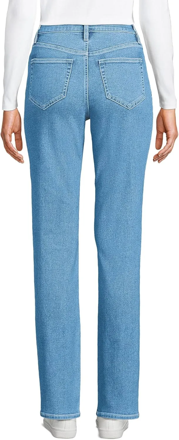 Lands' End Women's Recover High Rise Straight Leg Blue Jeans