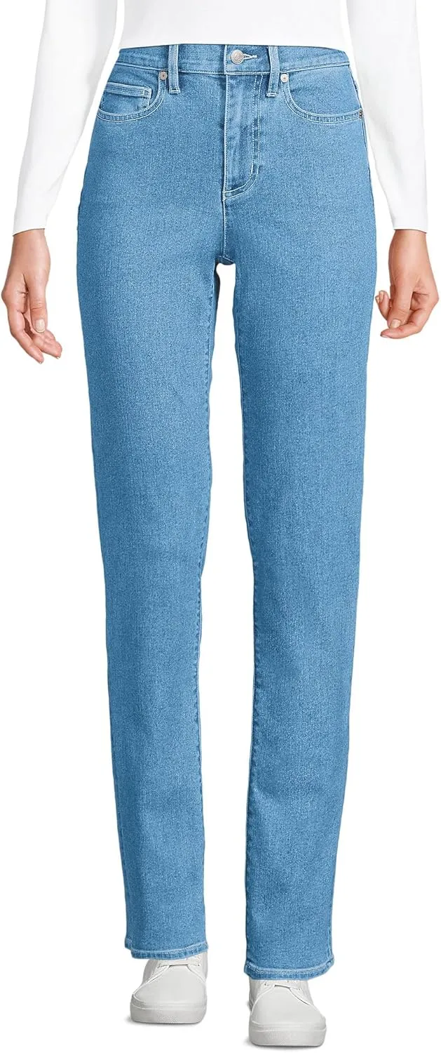Lands' End Women's Recover High Rise Straight Leg Blue Jeans