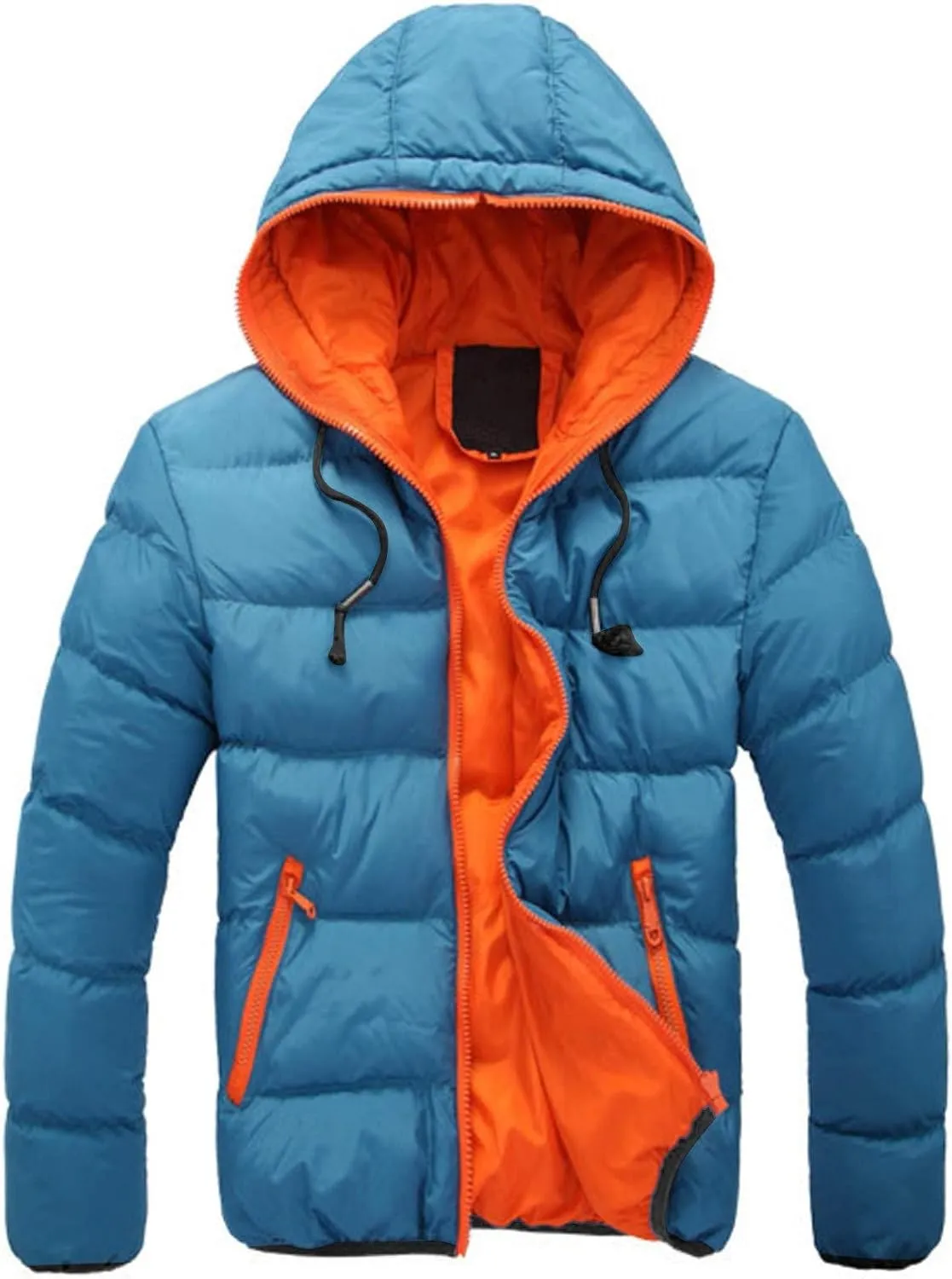 LCMTWX Mens Puffer Jackets Coat Button Solid Color Jacket Leather Windbreaker Long Sleeve Men's Winter Thickened Warm