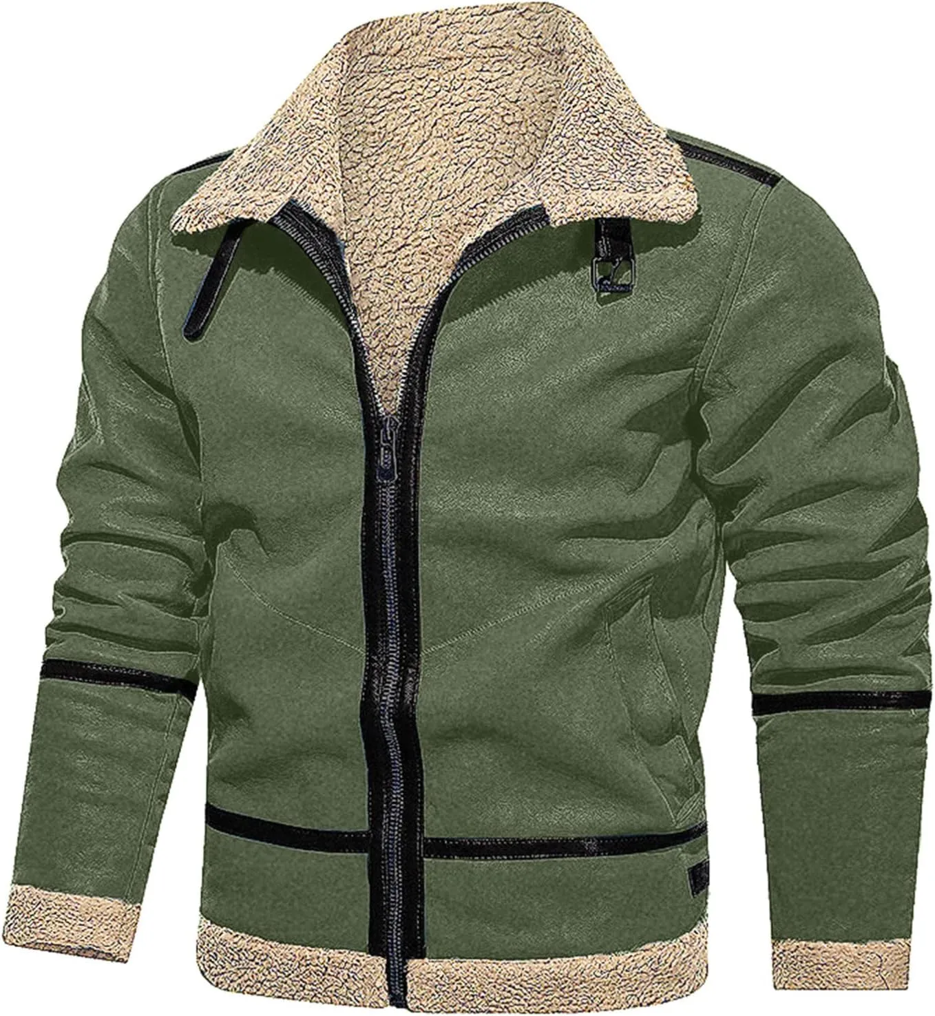 LCMTWX Men's Thick Thermal Winter Jacket Single-breasted Solid Color Lapel Long Sleeve Coat Cardigan Plush Mens Puffer