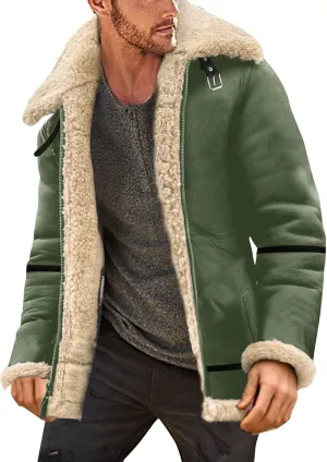 LCMTWX Men's Thick Thermal Winter Jacket Single-breasted Solid Color Lapel Long Sleeve Coat Cardigan Plush Mens Puffer