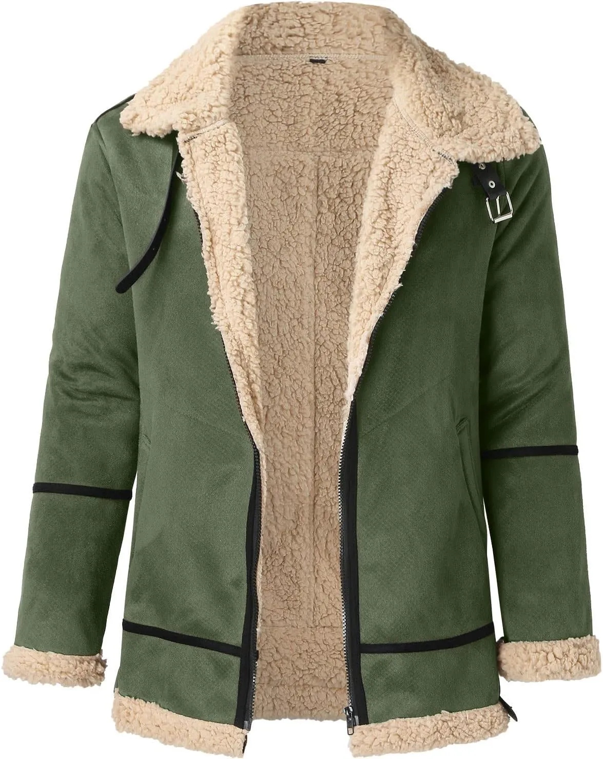 LCMTWX Men's Thick Thermal Winter Jacket Single-breasted Solid Color Lapel Long Sleeve Coat Cardigan Plush Mens Puffer