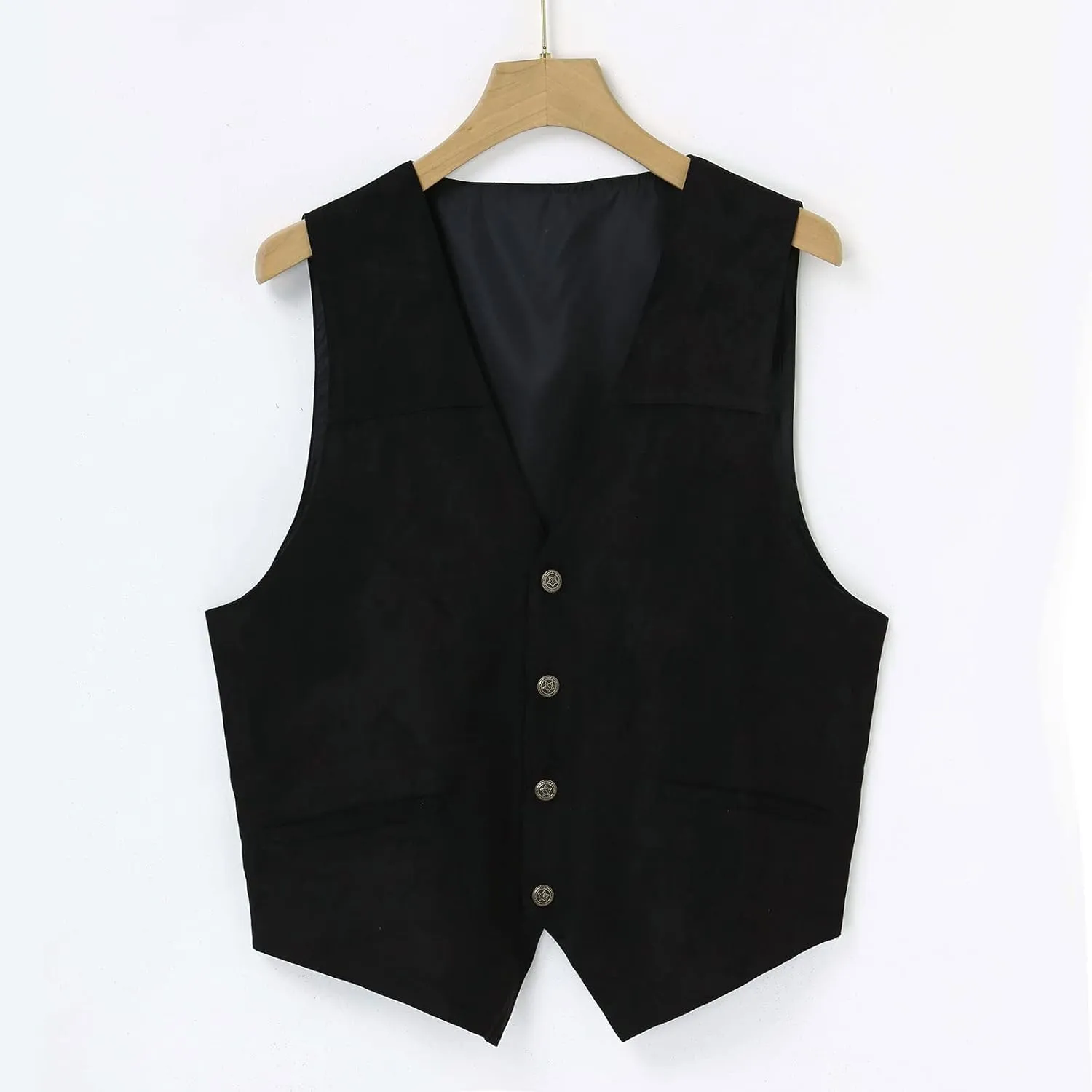 LCMTWX Running Vest For Men Suede Retro V Neck Solid Color Pocket Button Leather Vest Jacket Vest Red Vest For Men De