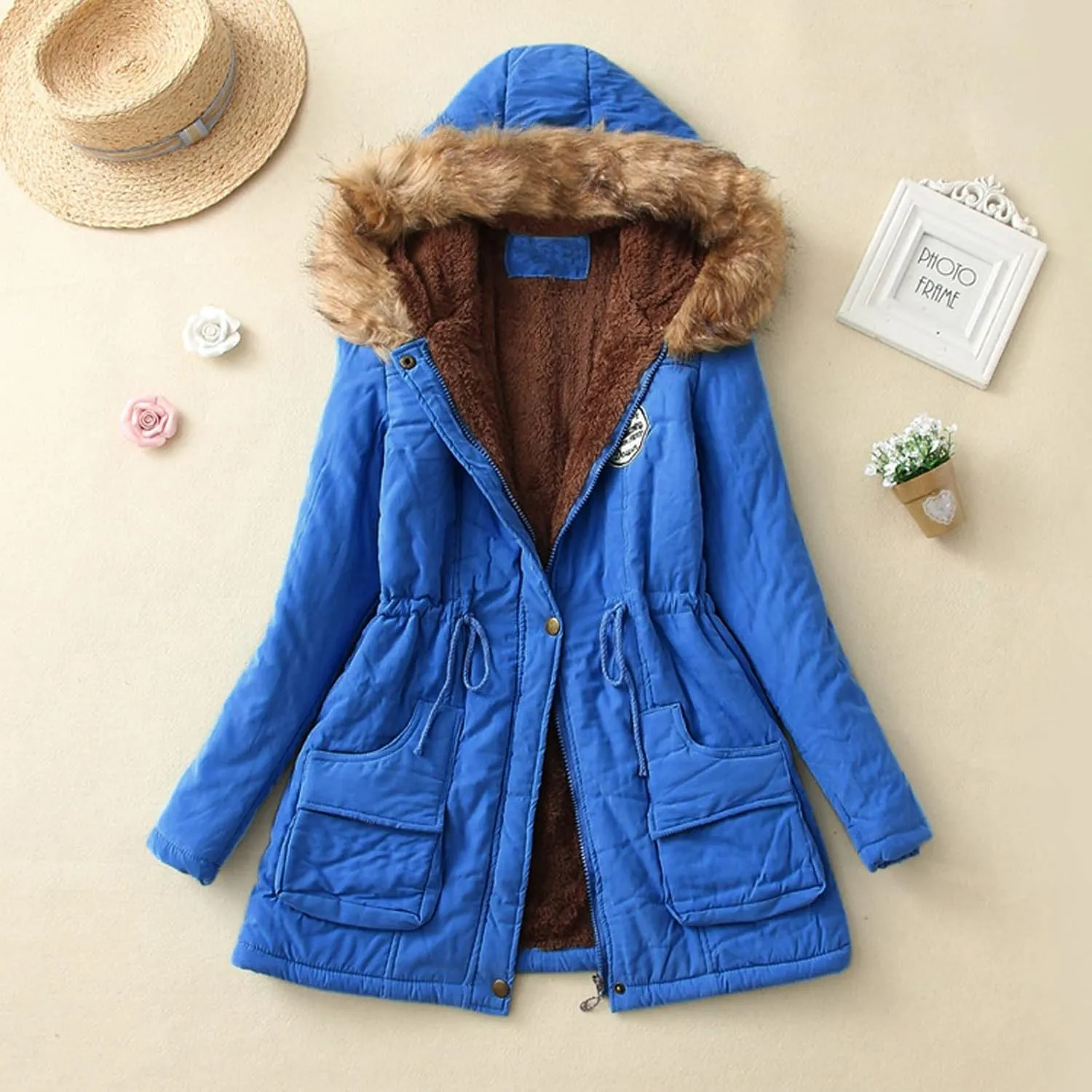 LCMTWX Womens Fuzzy Fleece Jacket Outwear Jacket Womens Winter Slim Women's Coat Outerwear with Pockets Womens