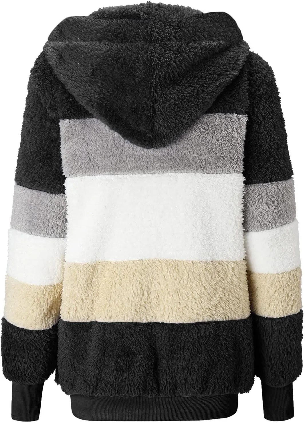 LCMTWX Womens Winter Jacket Coats Solid Color Artificial Wool Zipper Drawstring Long-Sleeved Thermal Sweatshirt Outerwear