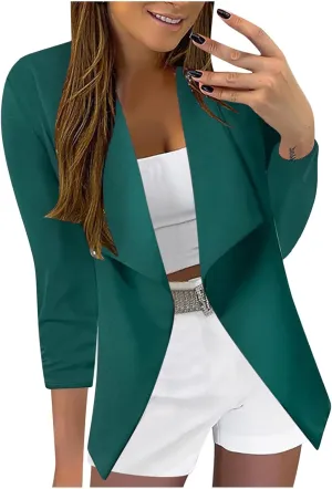 Lightweight Blazer for Women Work Women's Jackets Long Sleeve Prtite Vintage Cardigan Loose Fit With Pockets Suit