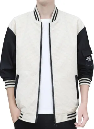 Lightweight Jacket for Men Casual Zip Up Textured Baseball Jackets HIking Cycling Jogg Bomber Jackets Coat Plus Size