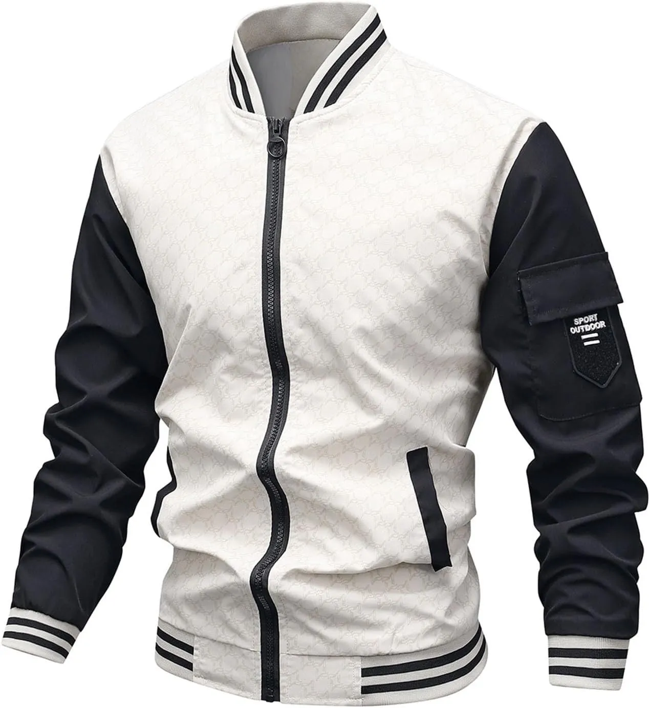 Lightweight Jacket for Men Casual Zip Up Textured Baseball Jackets HIking Cycling Jogg Bomber Jackets Coat Plus Size