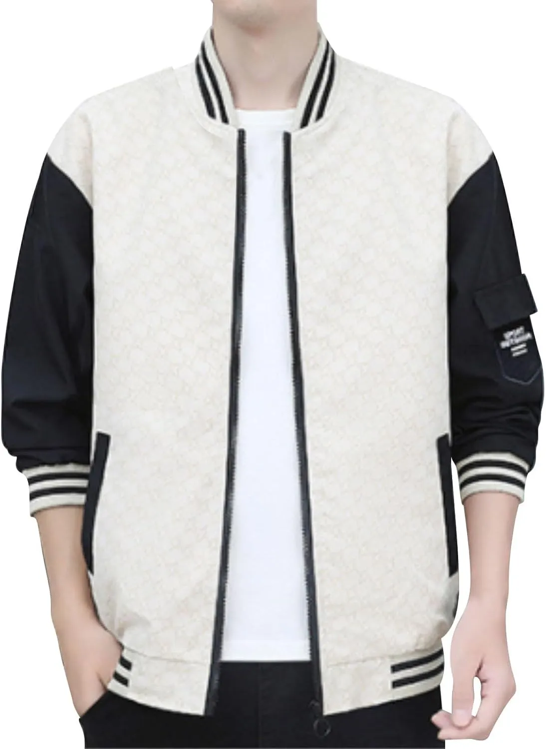 Lightweight Jacket for Men Casual Zip Up Textured Baseball Jackets HIking Cycling Jogg Bomber Jackets Coat Plus Size