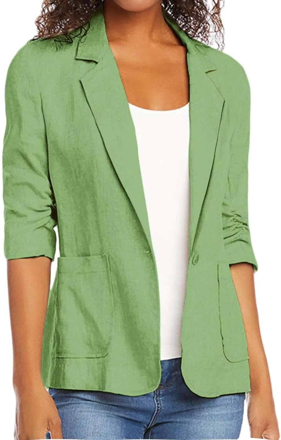 Linen Blazers for Women 2024 Work Women Blazer Long Sleeve Cute Fall Winter Jacket Baggy Herringbone Blazer