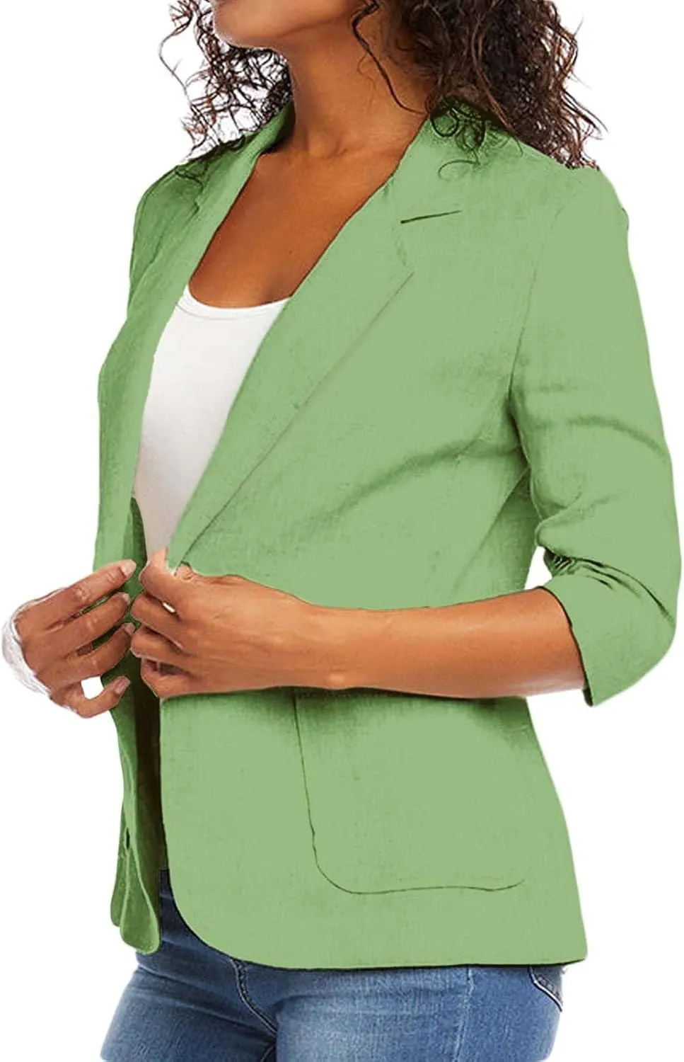 Linen Blazers for Women 2024 Work Women Blazer Long Sleeve Cute Fall Winter Jacket Baggy Herringbone Blazer