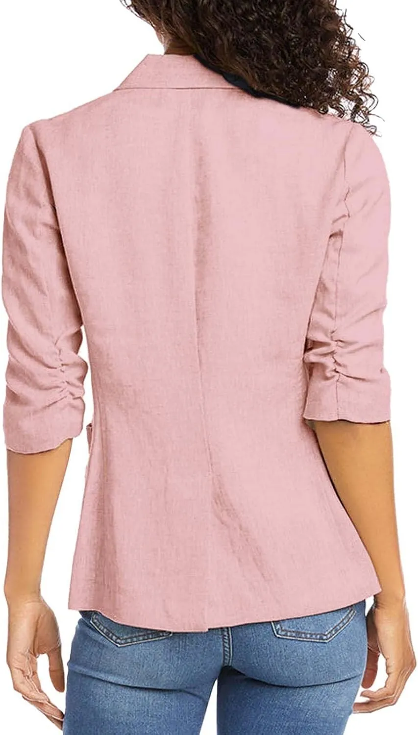 Linen Blazers for Women 2024 Work Women Blazer Long Sleeve Cute Fall Winter Jacket Baggy Herringbone Blazer