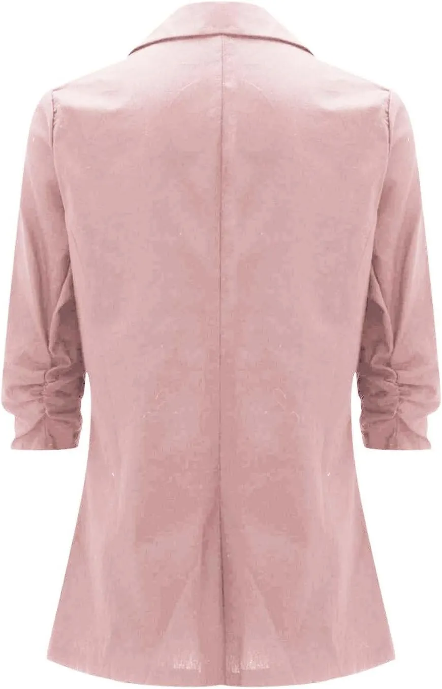 Linen Blazers for Women 2024 Work Women Blazer Long Sleeve Cute Fall Winter Jacket Baggy Herringbone Blazer