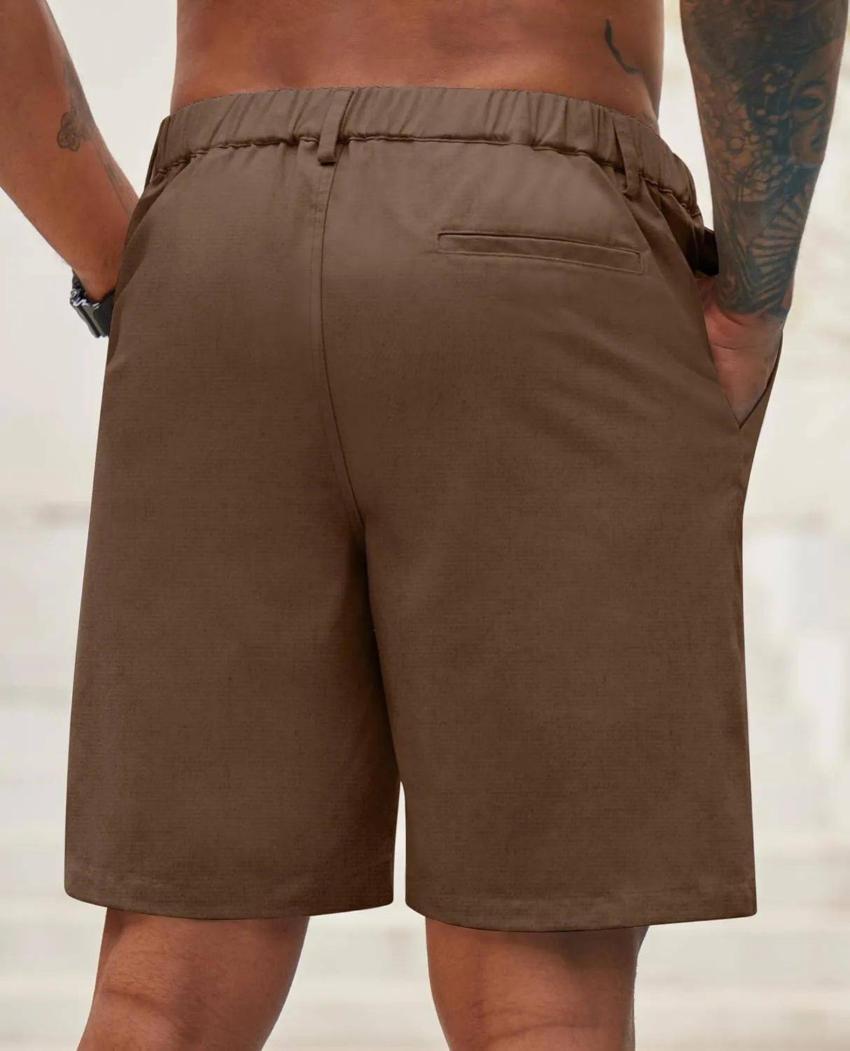 Linen Shorts for Men - Casual Beach Shorts with Pockets and Drawstring
