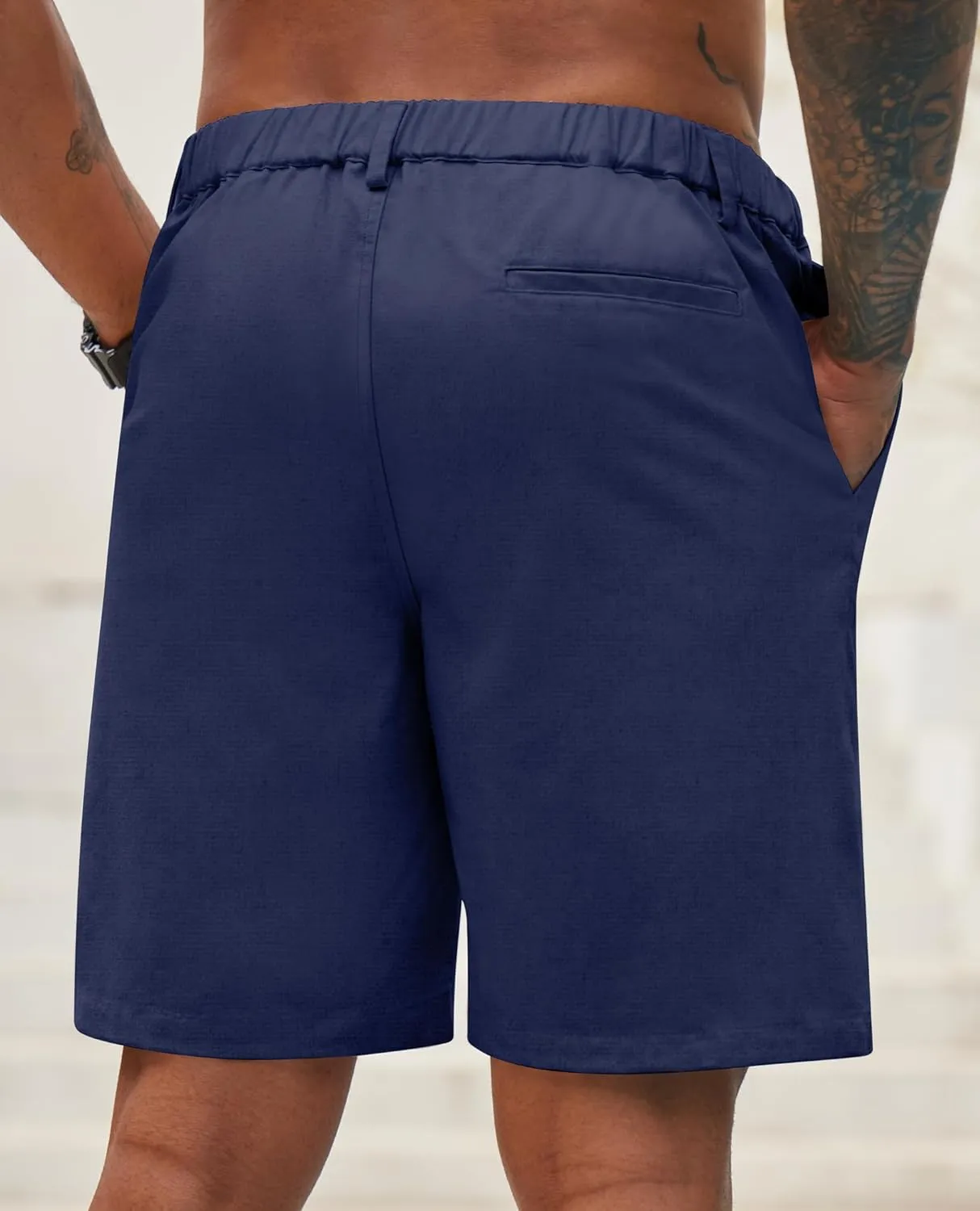 Linen Shorts for Men - Casual Beach Shorts with Pockets and Drawstring