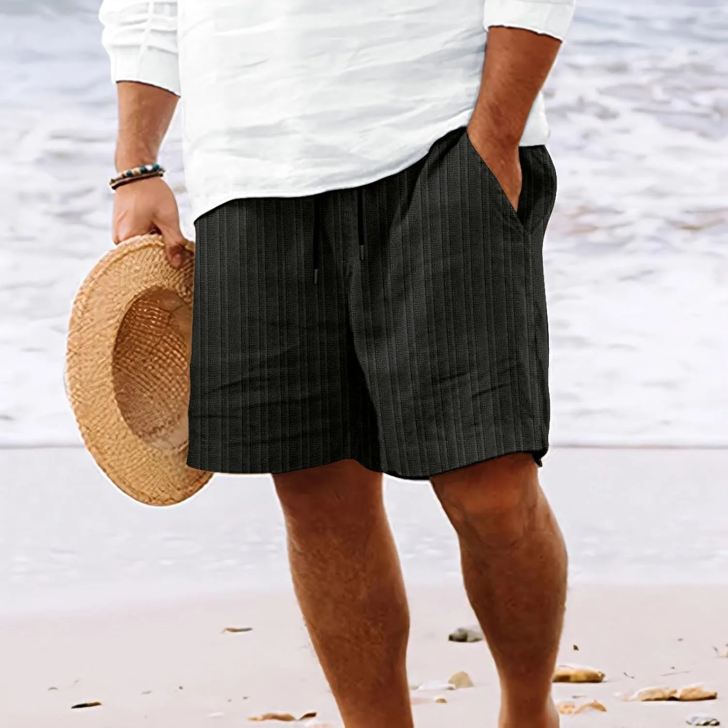 Linen Shorts for Men Pull On Lounge Bermuda Shorts Casual Gym Workout Shorts Plus Size Joggers Athletic Shorts