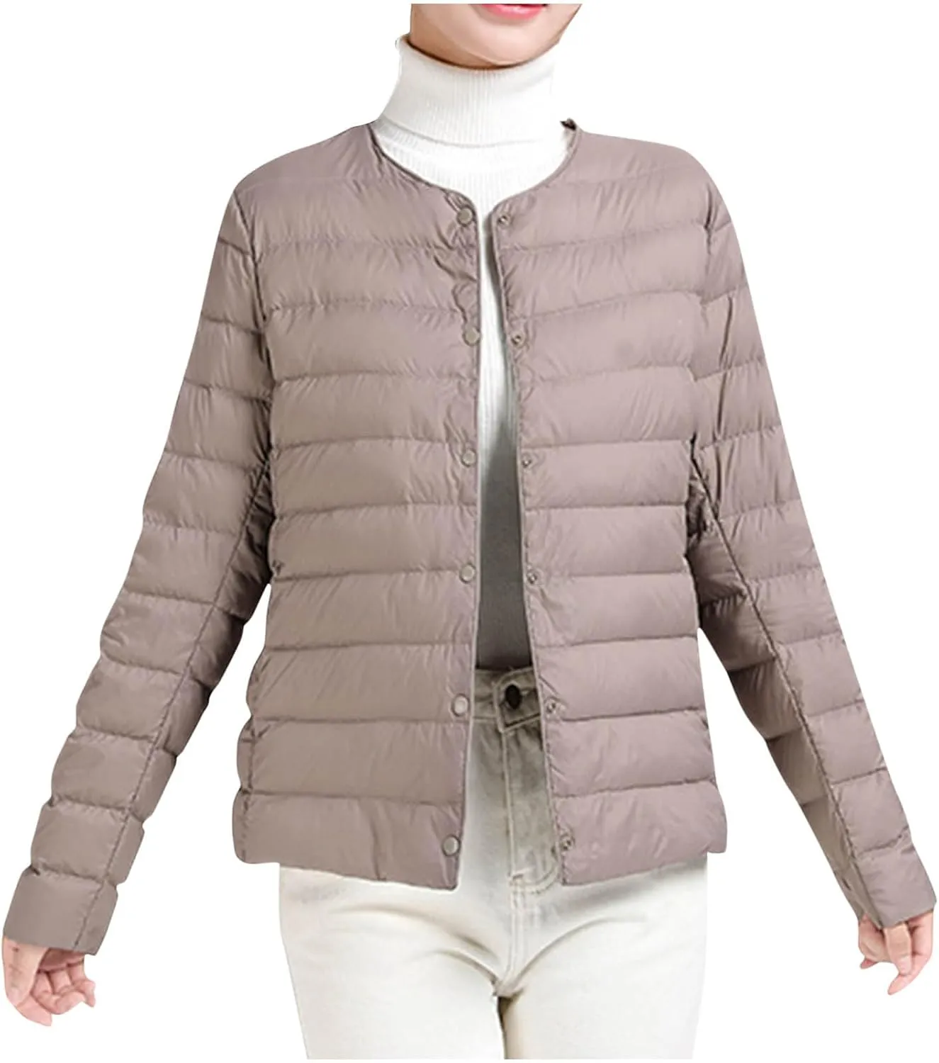 Lmdudan Plus Size Women Lightweight Quilted Puffer Jackets 2024 Winter Warm Down Coats Loose Comfy Outwear with Pocket