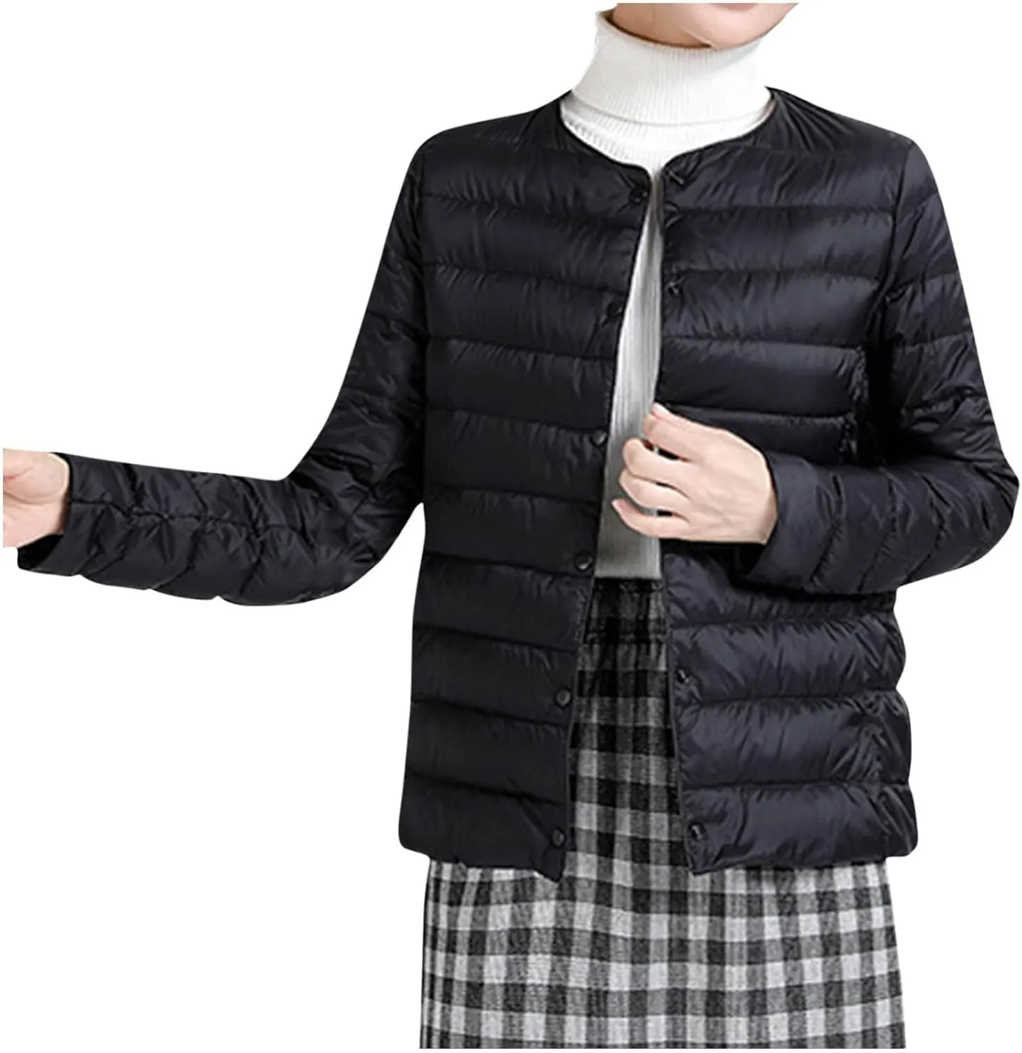 Lmdudan Plus Size Women Lightweight Quilted Puffer Jackets 2024 Winter Warm Down Coats Loose Comfy Outwear with Pocket