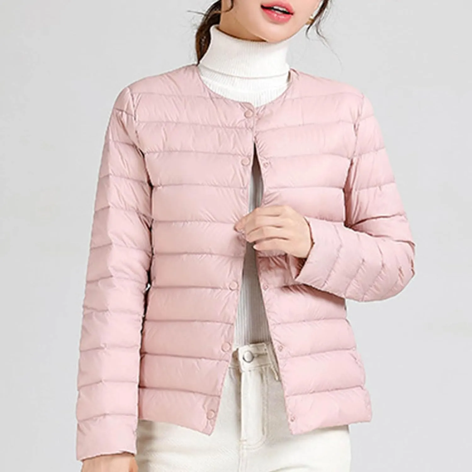 Lmdudan Plus Size Women Lightweight Quilted Puffer Jackets 2024 Winter Warm Down Coats Loose Comfy Outwear with Pocket