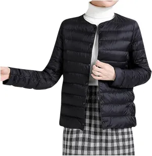 Lmdudan Plus Size Women Lightweight Quilted Puffer Jackets 2024 Winter Warm Down Coats Loose Comfy Outwear with Pocket