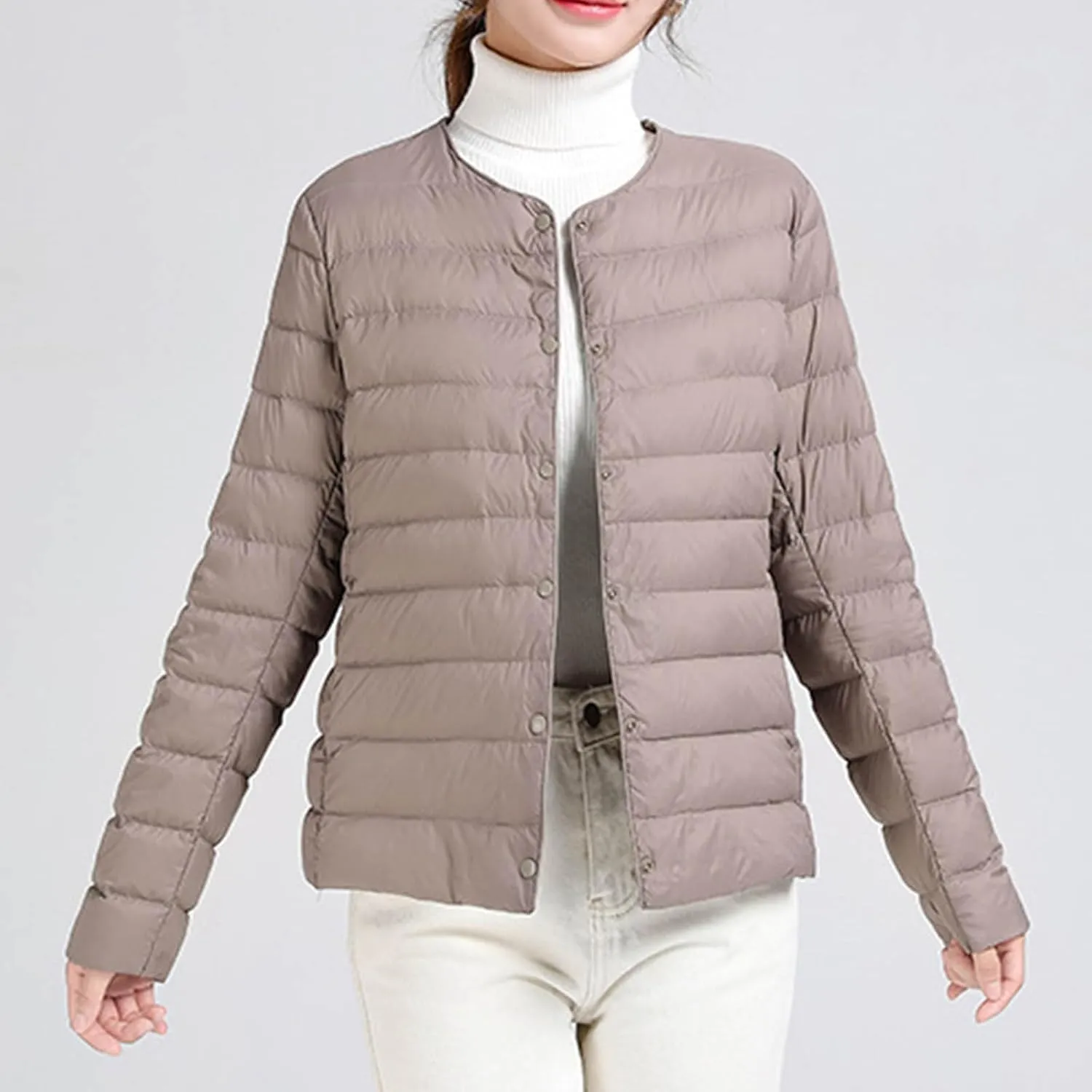 Lmdudan Plus Size Women Lightweight Quilted Puffer Jackets 2024 Winter Warm Down Coats Loose Comfy Outwear with Pocket