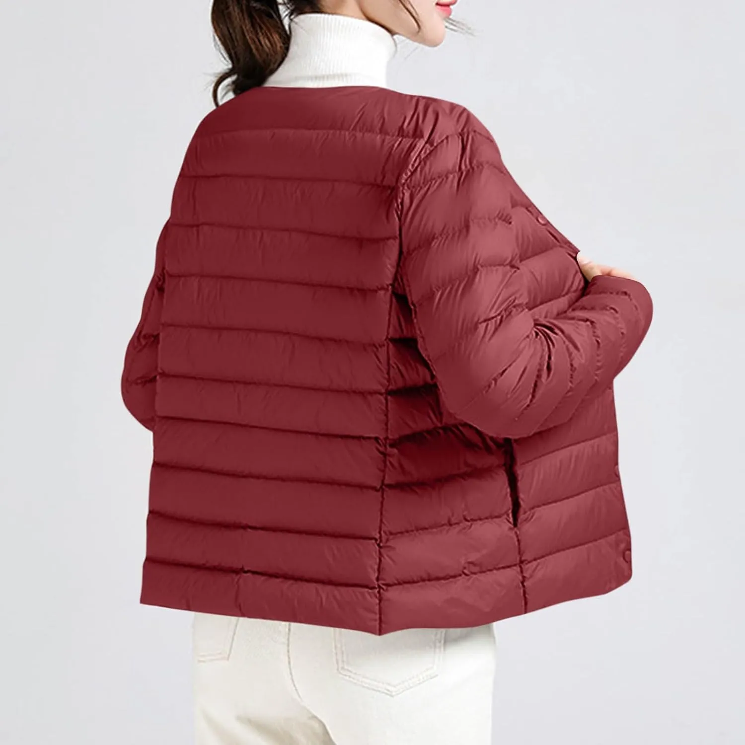 Lmdudan Plus Size Women Lightweight Quilted Puffer Jackets 2024 Winter Warm Down Coats Loose Comfy Outwear with Pocket