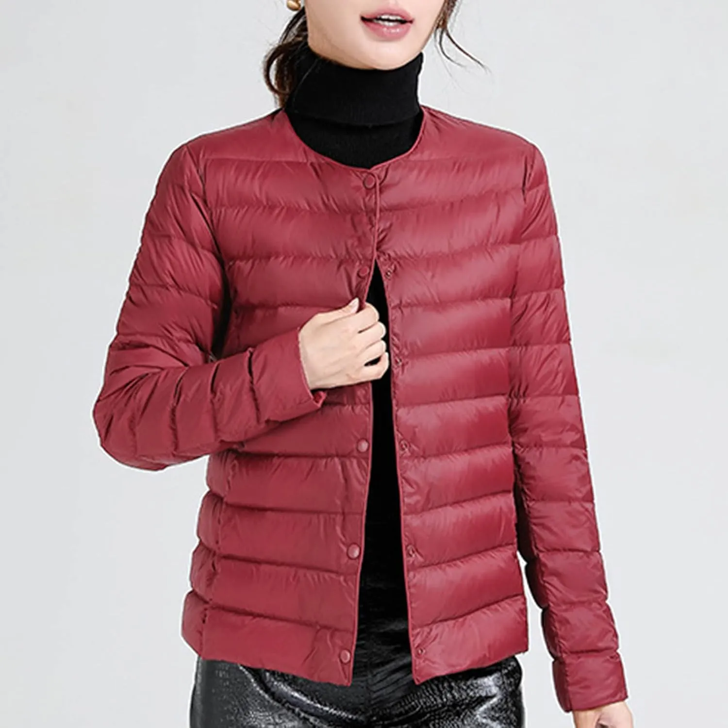Lmdudan Plus Size Women Lightweight Quilted Puffer Jackets 2024 Winter Warm Down Coats Loose Comfy Outwear with Pocket