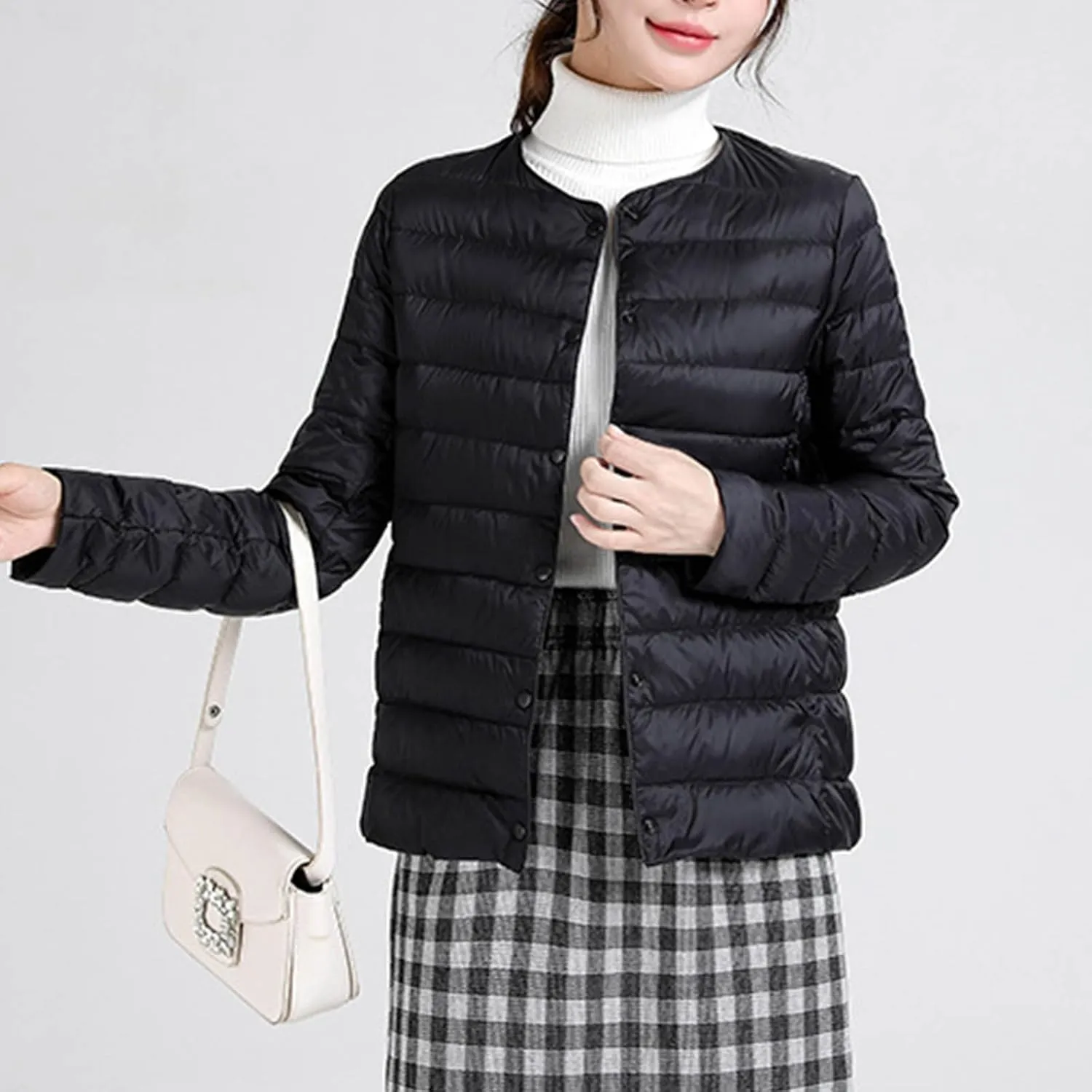 Lmdudan Plus Size Women Lightweight Quilted Puffer Jackets 2024 Winter Warm Down Coats Loose Comfy Outwear with Pocket