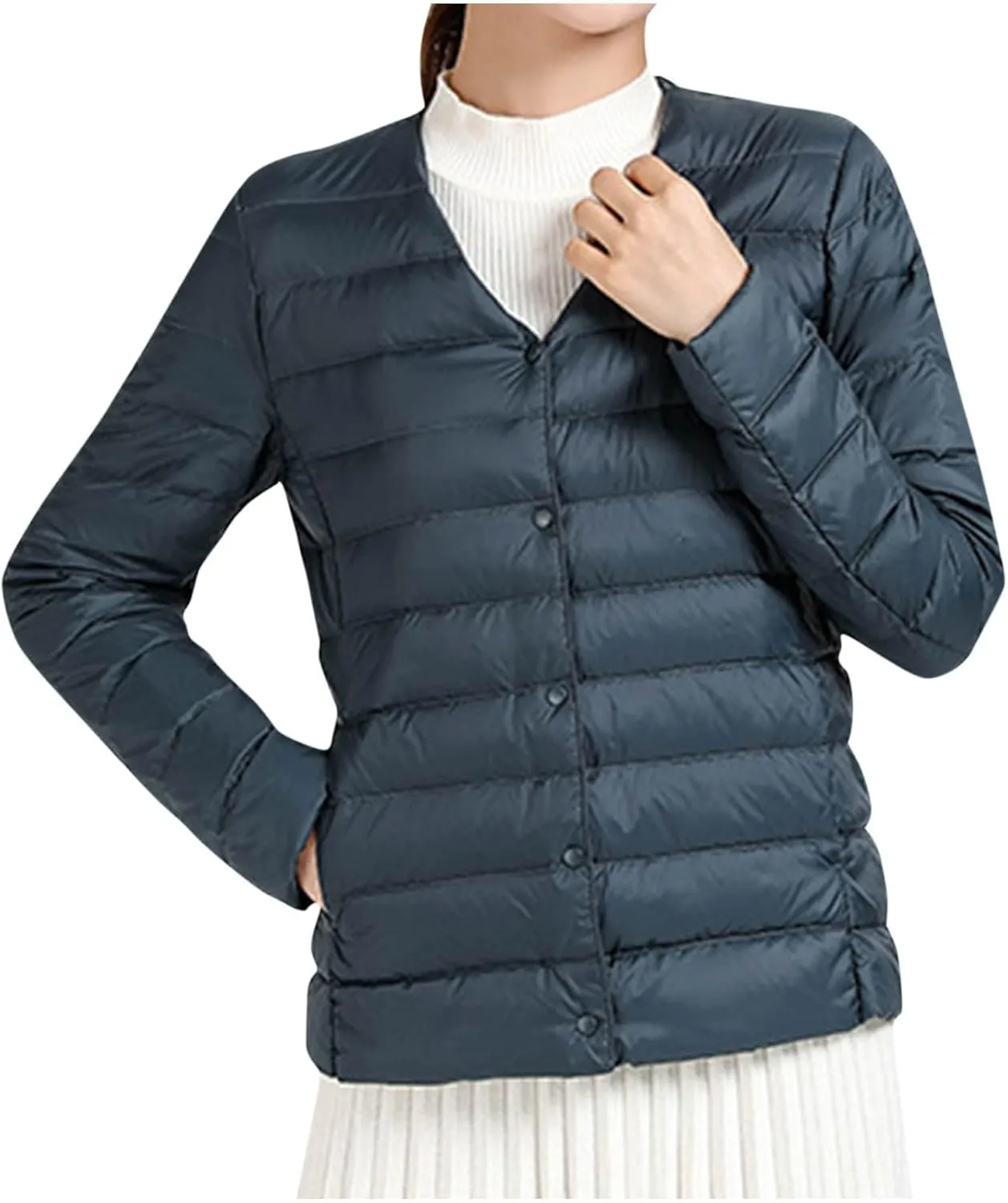 Lmdudan Plus Size Women Lightweight Quilted Puffer Jackets 2024 Winter Warm Down Coats Loose Comfy Outwear with Pocket