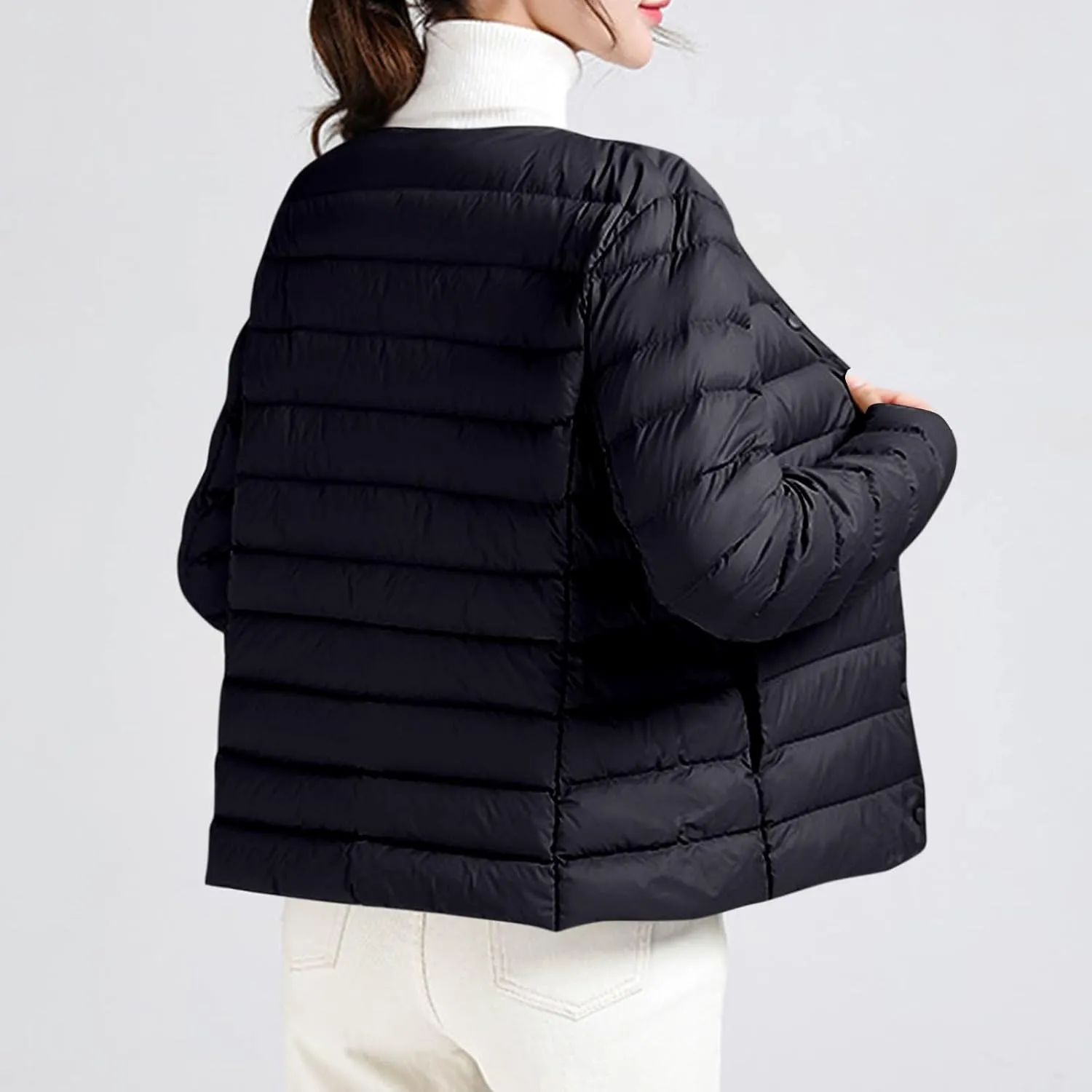 Lmdudan Plus Size Women Lightweight Quilted Puffer Jackets 2024 Winter Warm Down Coats Loose Comfy Outwear with Pocket