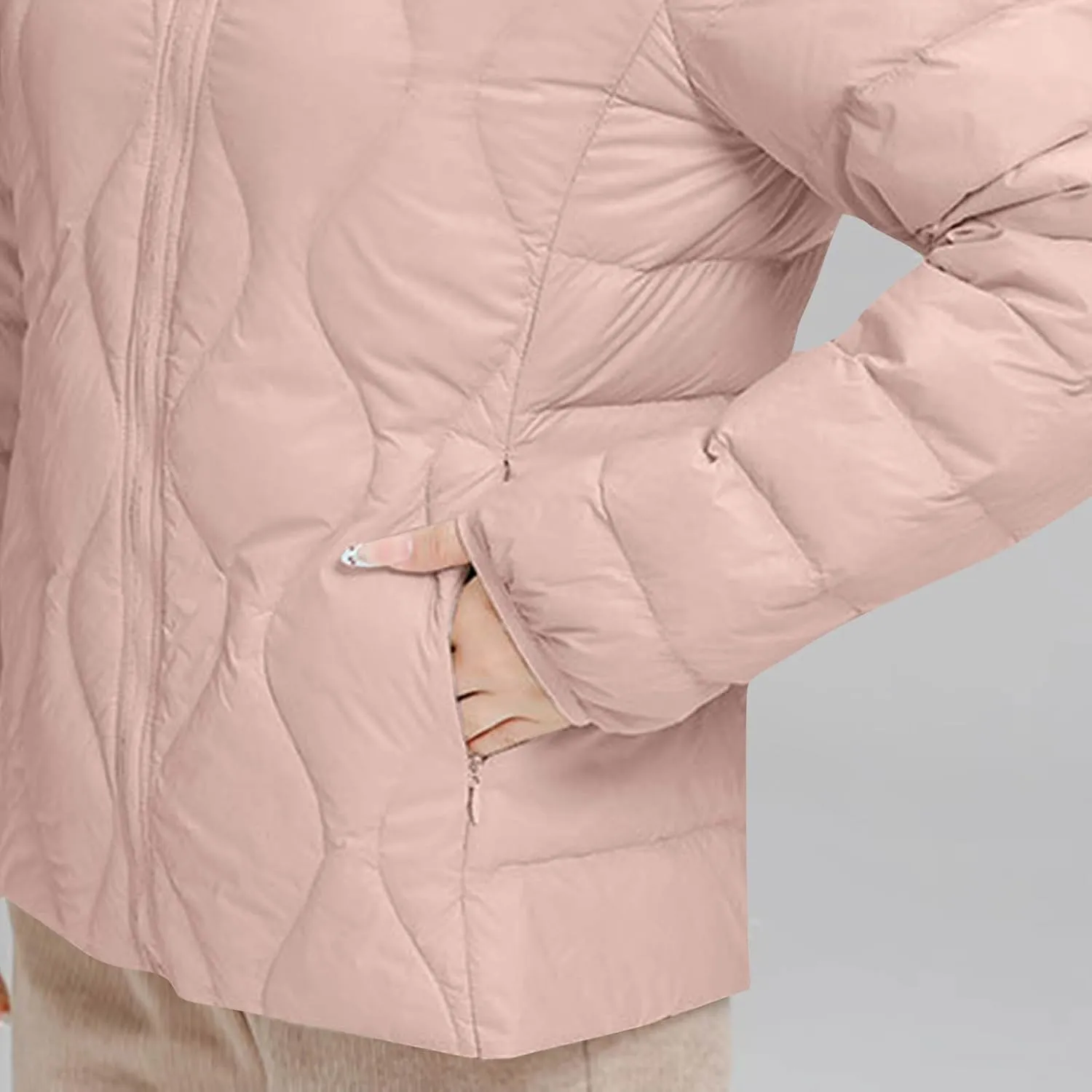 Lmdudan Plus Size Womens Quilted Jacket Lightweight Long Sleeve Hooded Puffer Jackets 2024 Winter Warm Down Coat Outerwear