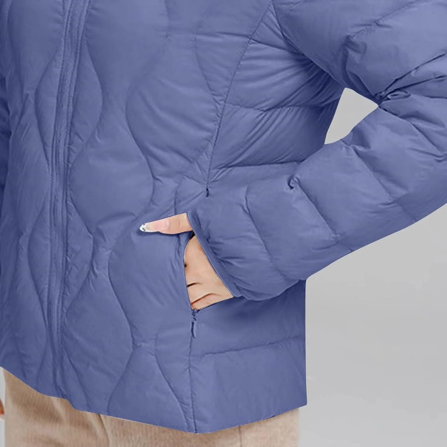 Lmdudan Plus Size Womens Quilted Jacket Lightweight Long Sleeve Hooded Puffer Jackets 2024 Winter Warm Down Coat Outerwear