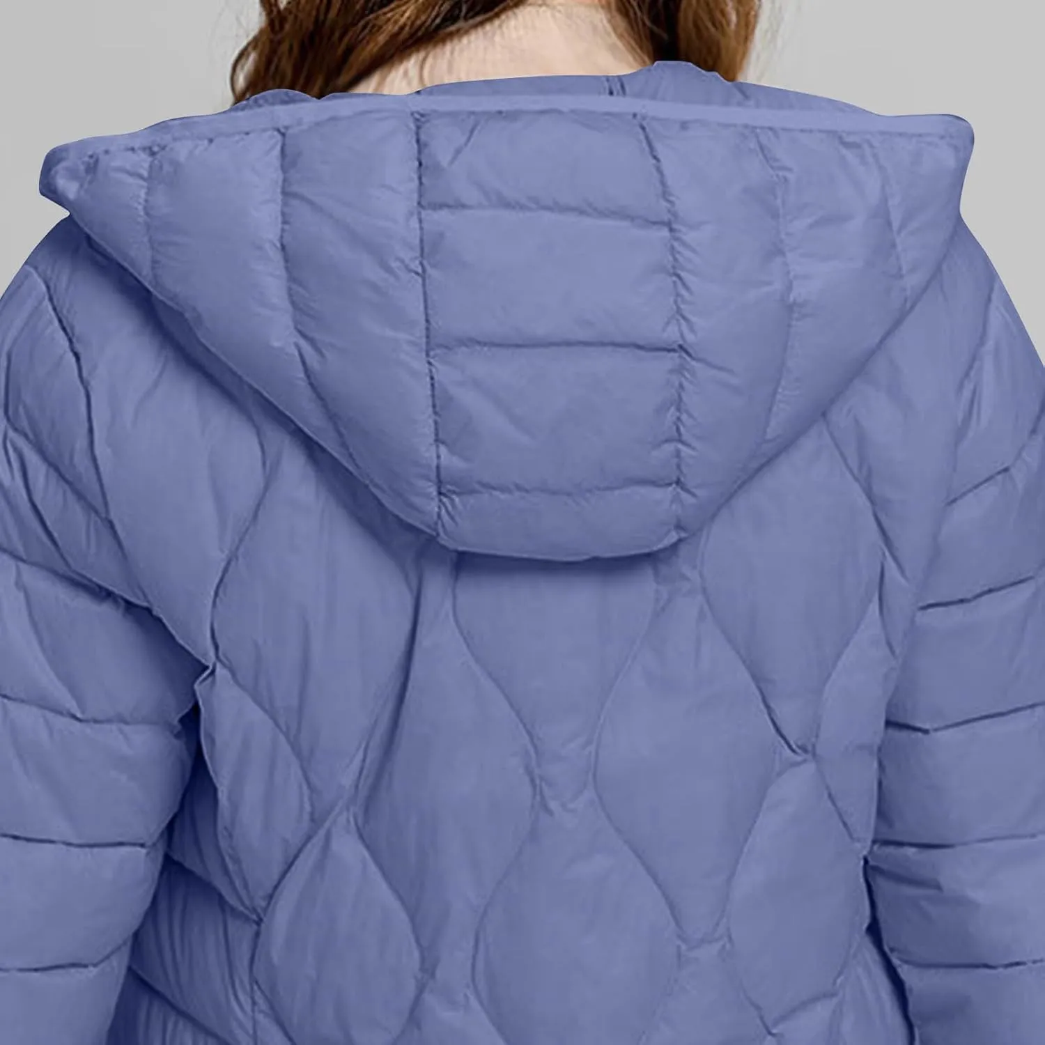 Lmdudan Plus Size Womens Quilted Jacket Lightweight Long Sleeve Hooded Puffer Jackets 2024 Winter Warm Down Coat Outerwear