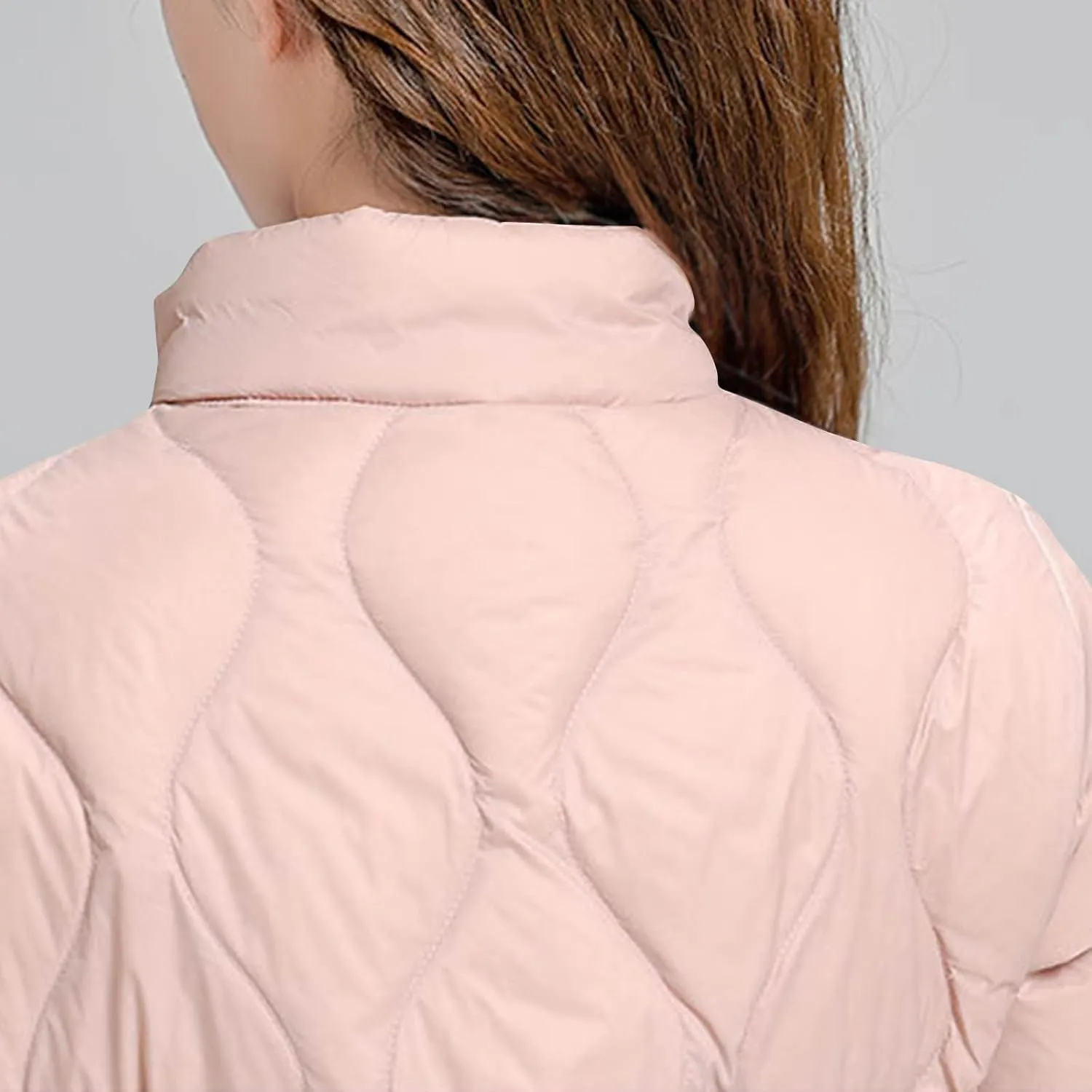 Lmdudan Puffer Jacket Womens Winter Coats Lightweight Long Sleeve Full Zip Down Jackets with Pockets Thickened Outerwear