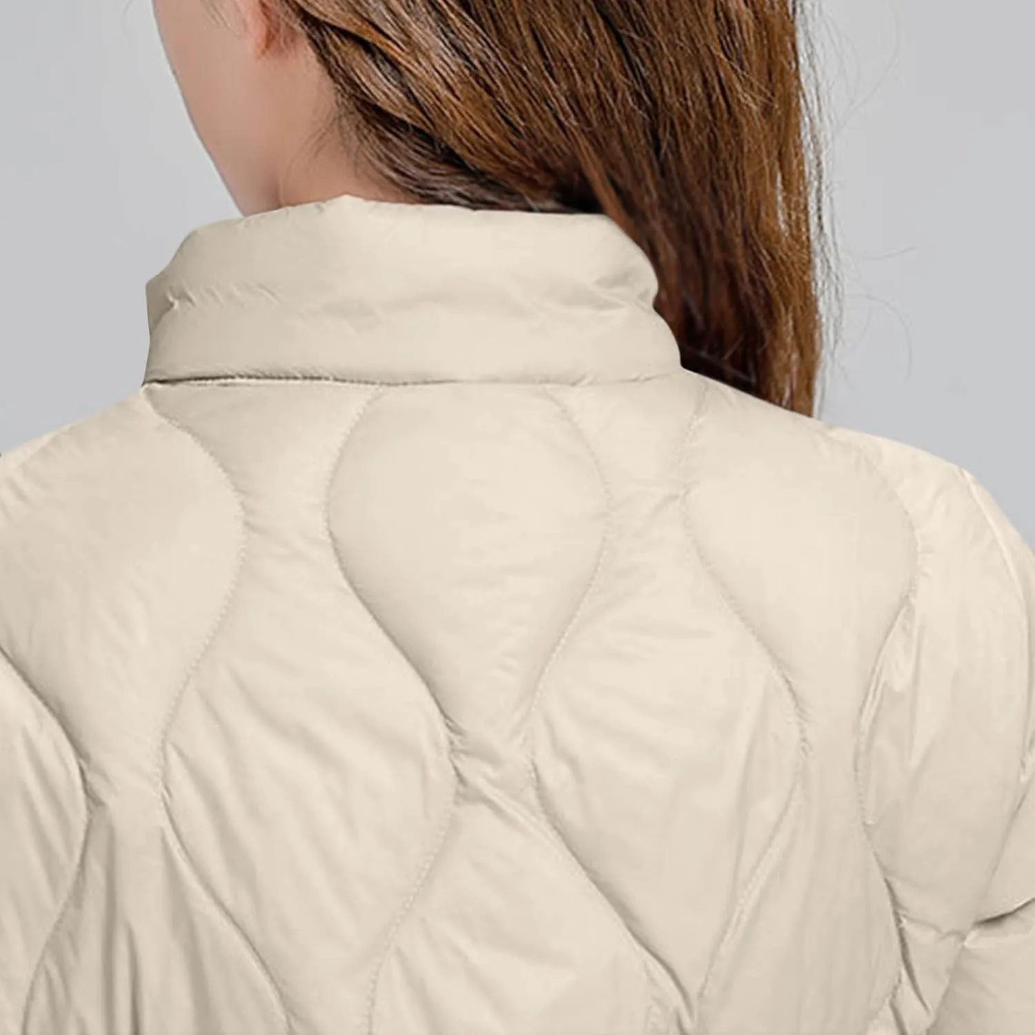 Lmdudan Puffer Jacket Womens Winter Coats Lightweight Long Sleeve Full Zip Down Jackets with Pockets Thickened Outerwear