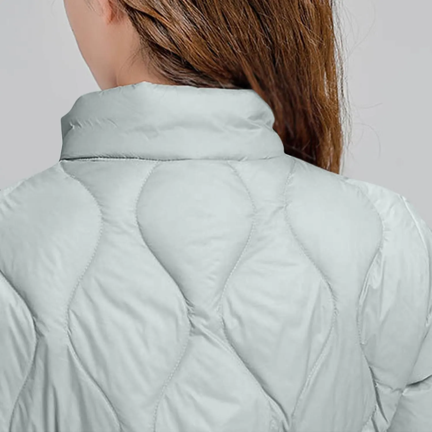 Lmdudan Puffer Jacket Womens Winter Coats Lightweight Long Sleeve Full Zip Down Jackets with Pockets Thickened Outerwear