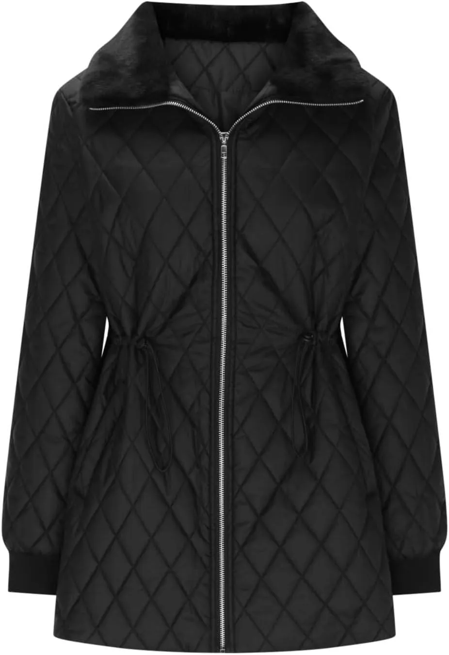 Lmdudan Puffer Jackets for Women 2024 Fashion Winter Warm Parka Coats Quilted Fitted Down Coat with Faux-Fur Lapel Collar