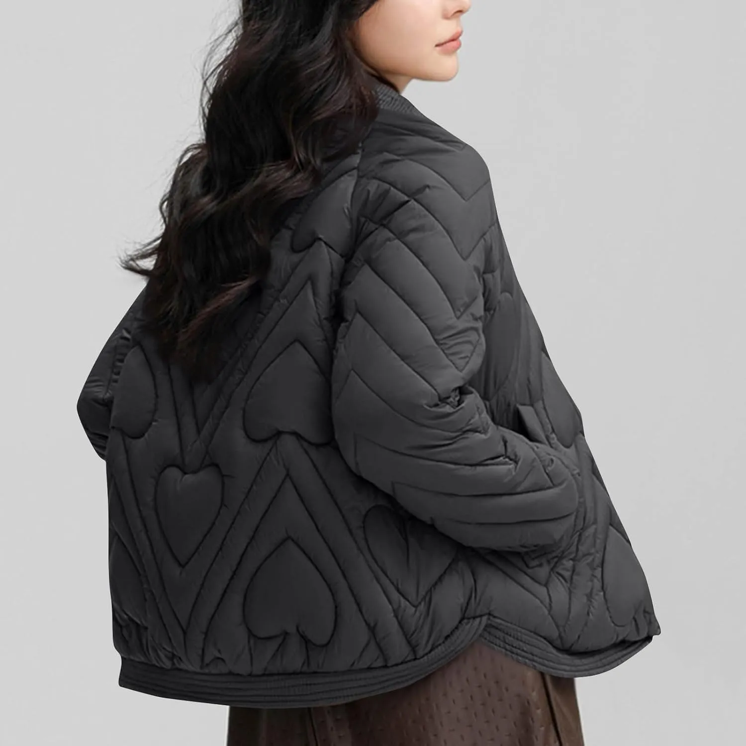 Lmdudan Women's Puffer Jacket Quilted Down Jackets Button Down Padded Lightweight Outwear with Pockets 2024 Winter