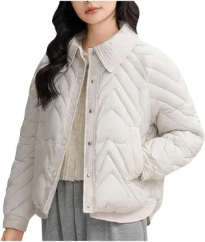 Lmdudan Women's Puffer Jacket Quilted Down Jackets Button Down Padded Lightweight Outwear with Pockets 2024 Winter