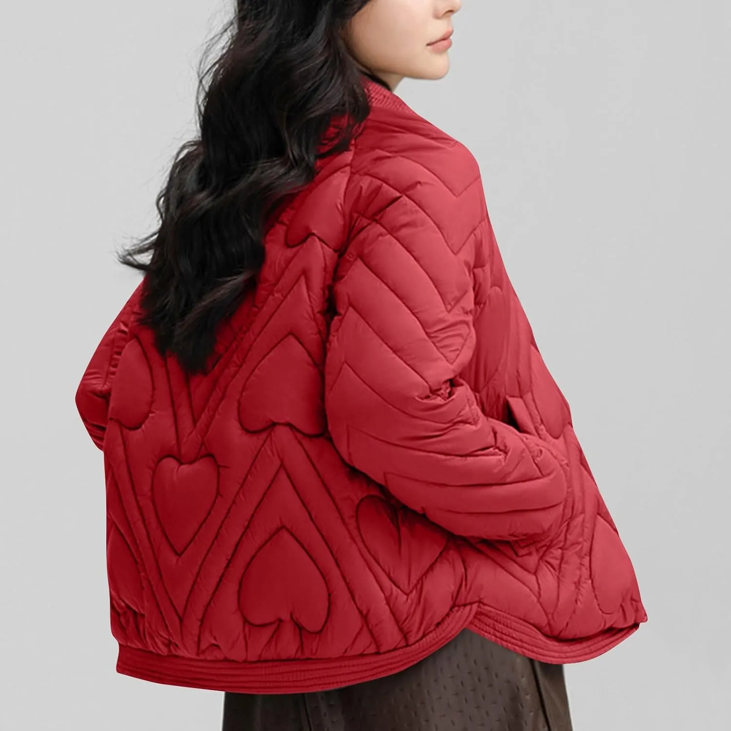Lmdudan Women's Puffer Jacket Quilted Down Jackets Button Down Padded Lightweight Outwear with Pockets 2024 Winter