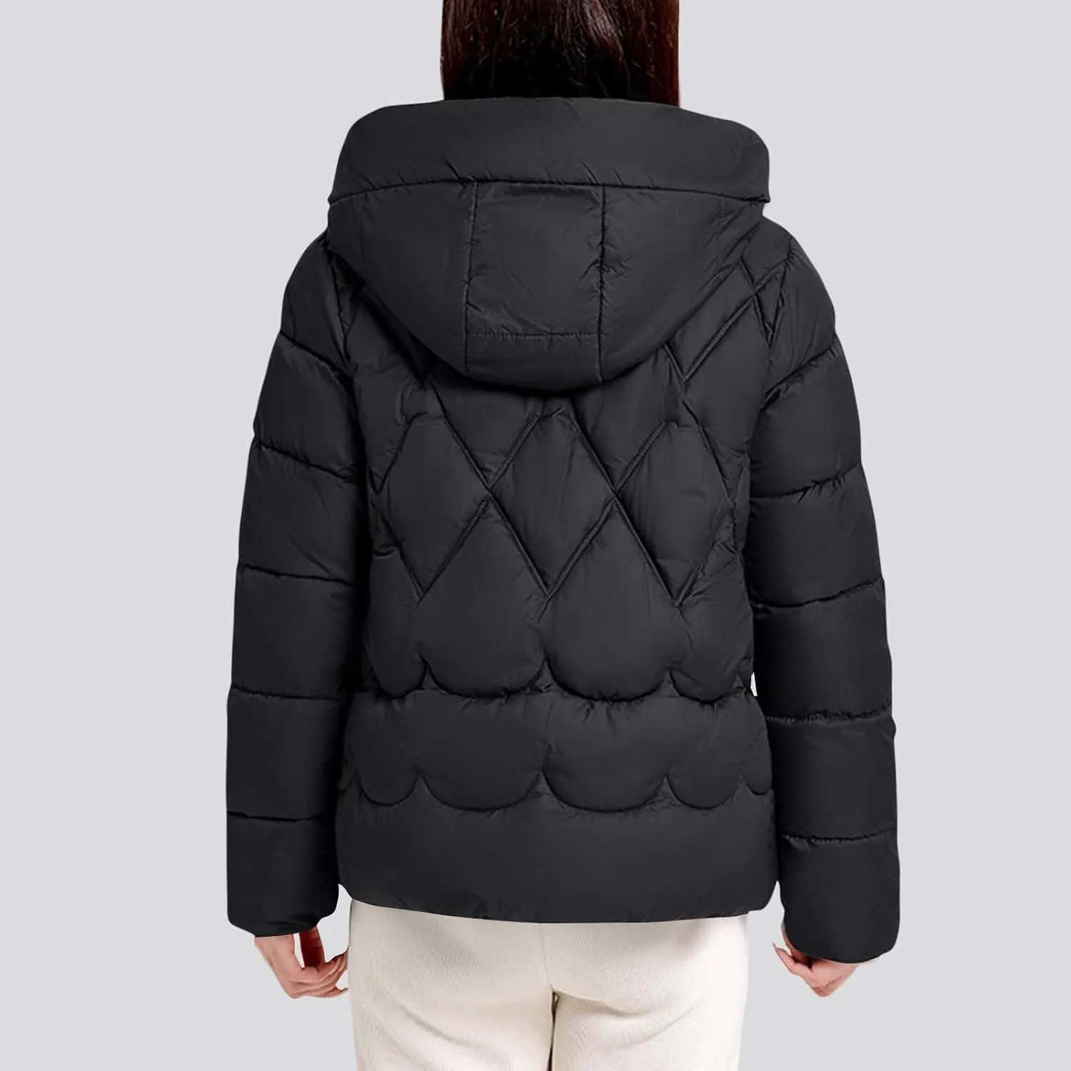 Lmdudan Women's Winter Coats Lightweight Jacket Hooded Warm Cropped Puffer Jackets Plus Size Down Coat with Pockets