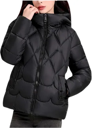 Lmdudan Women's Winter Coats Lightweight Jacket Hooded Warm Cropped Puffer Jackets Plus Size Down Coat with Pockets