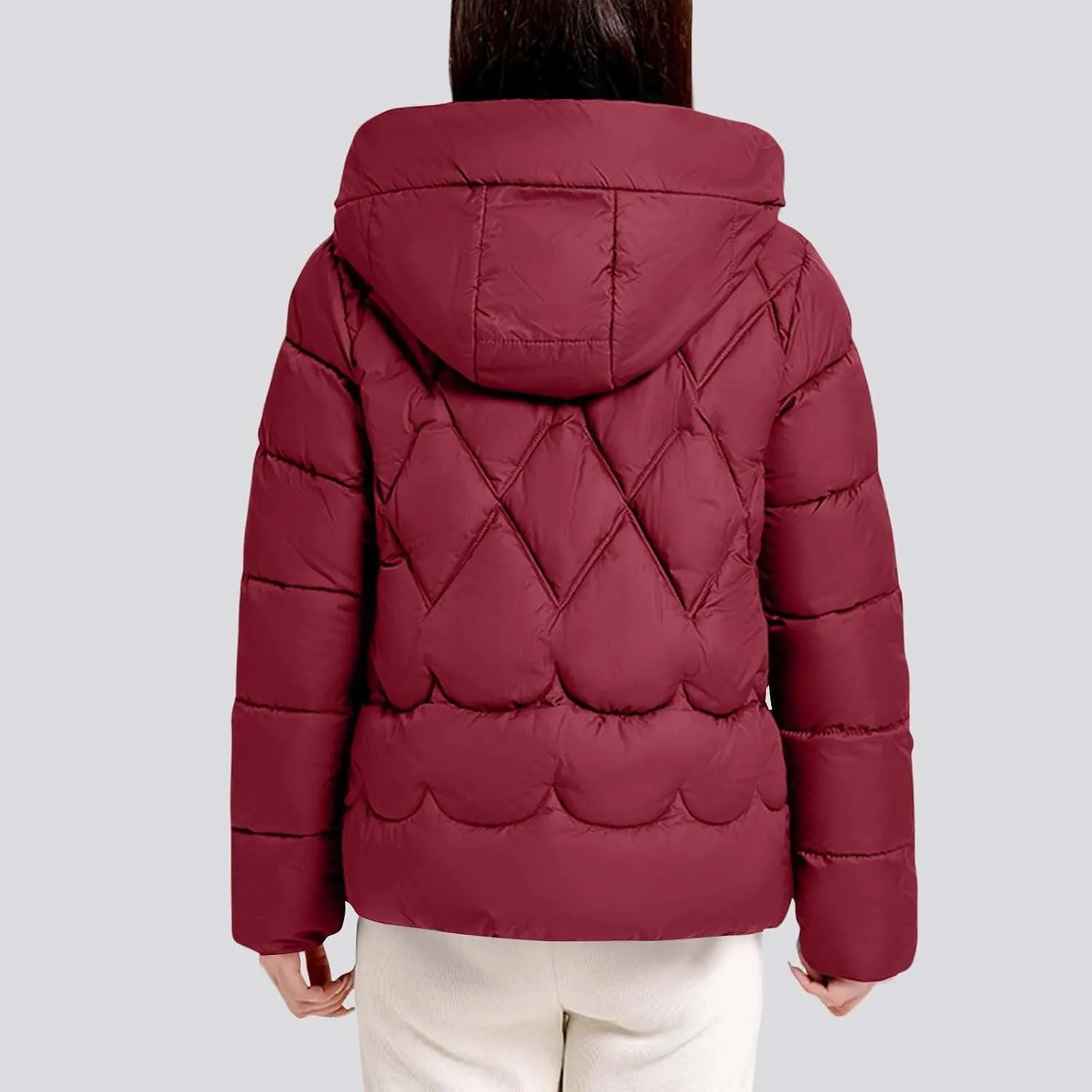 Lmdudan Women's Winter Coats Lightweight Jacket Hooded Warm Cropped Puffer Jackets Plus Size Down Coat with Pockets