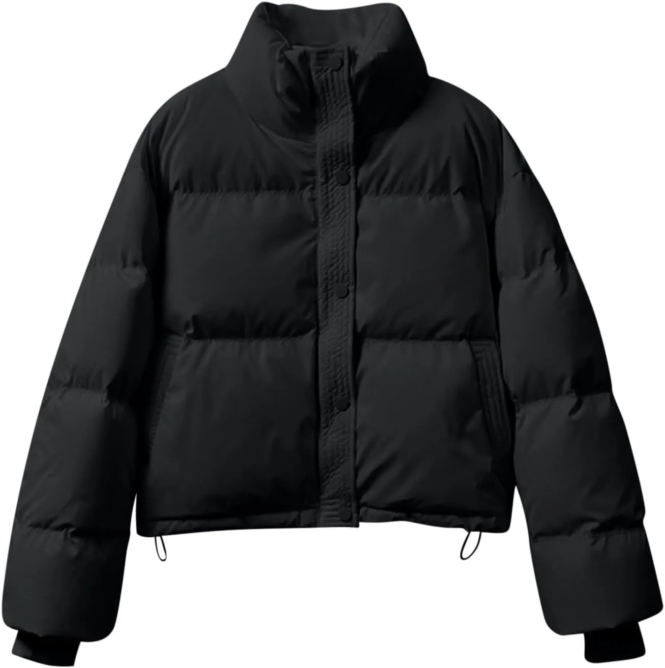 Lmdudan Womens Winter Cropped Puffer Jacket 2024 Trendy Oversized Down Short Puffy Coat Solid Quilted Jackets with Pockets