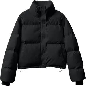 Lmdudan Womens Winter Cropped Puffer Jacket 2024 Trendy Oversized Down Short Puffy Coat Solid Quilted Jackets with Pockets