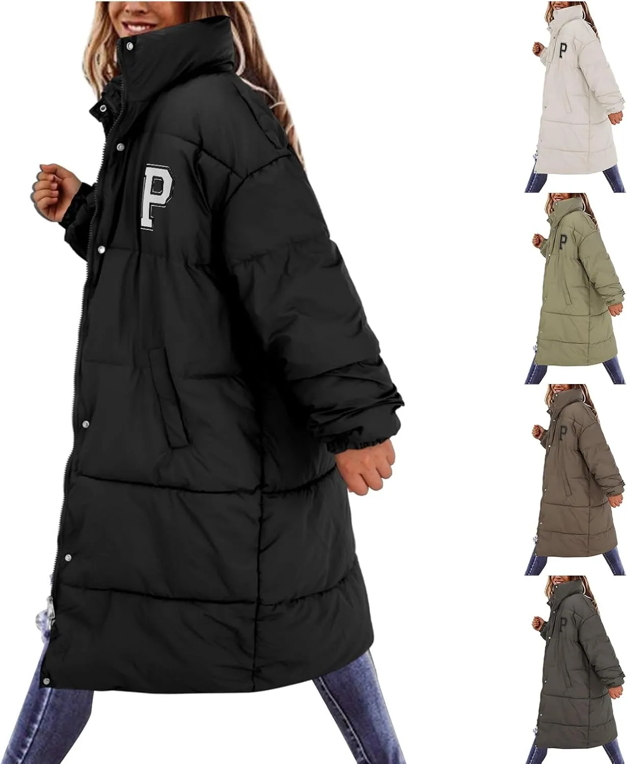 Long Puffer Jacket Womens with Hood Winter Down Jacket Casual Snow Parka Coat for Women