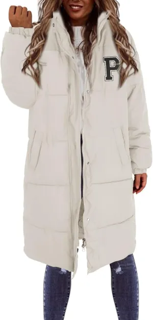 Long Puffer Jacket Womens with Hood Winter Down Jacket Casual Snow Parka Coat for Women
