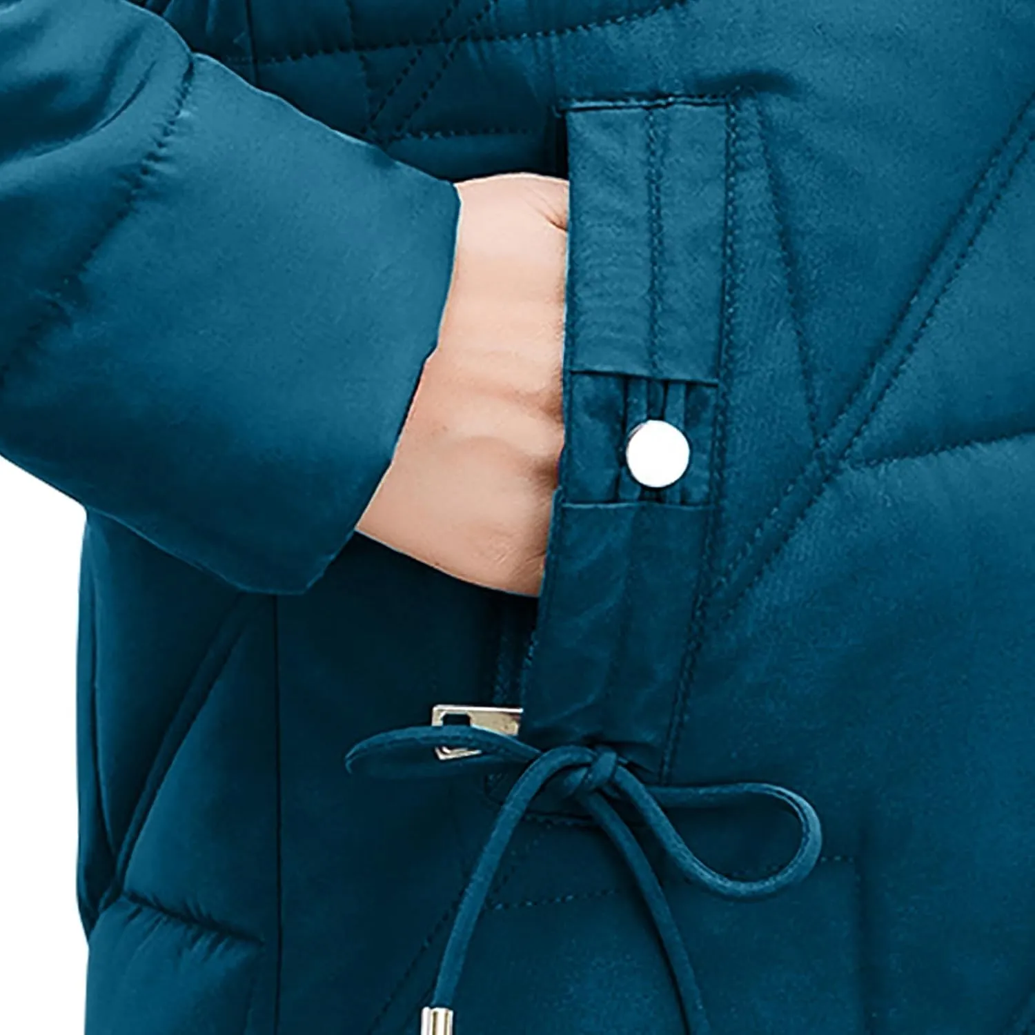 Long Winter Coats for Women Slim Fit Puffer Coat Parka Warm Maxi Down Jacket Faux Fur Collar Hooded Overcoat Thicken